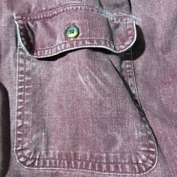 Vintage LL Bean flannel lined long sleeve chore shirt purple distressed worn in - Picture 10 of 13